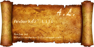 Anderkó Lili névjegykártya